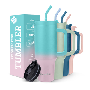 Gobelet de 40 <span class=keywords><strong>oz</strong></span> avec poignée et porte-gobelet en paille pour boisson chaude et froide, tasse de <span class=keywords><strong>voyage</strong></span> portable à eau et à café étanche - Product Image 1