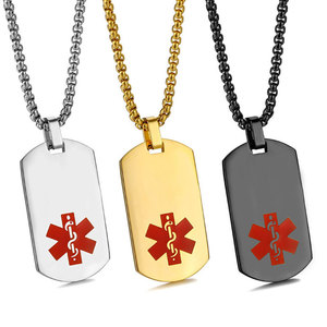Collar con Placa de Identificación <span class=keywords><strong>para</strong></span> <span class=keywords><strong>Perros</strong></span>, de Acero Inoxidable, Chapado en Oro de 18K, <span class=keywords><strong>para</strong></span> Hombre, Regalo Masculino, Joyería, Alerta Médica - Product Image 1