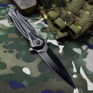 Navaja Plegable EDC de Acero Inoxidable con Hoja de Punta Caída y Mango de Aluminio, Cuchillo de Bolsillo para Supervivencia al Aire Libre - Product Image 1