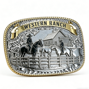 Boucle de ceinture de cowboy western personnalisée en alliage de zinc avec émail souple, découpe et impression, thème Amour, design vintage pour hommes - Product Image 1