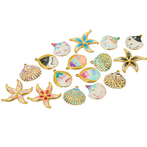Pendentif en acier inoxydable en forme d'étoile de mer et de coquillage avec perles, couleur dégradée, composants de bijoux DIY pour accessoires de création - Product Image 4