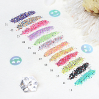 BOJUN Vente en gros Série NT 12 Couleurs Poudre de laine fluorescente pour ongles, Paillettes néon effet sucre haute brillance, Écologique et non toxique