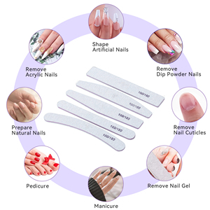 Lima de uñas lavable con logotipo personalizado de doble cara de alta calidad 80 100 180 240 papel de lija japonés limas de uñas de cebra - Product Image 4