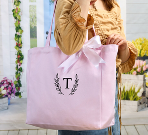 Rose et kaki couleur week-end toile Shopping sac fourre-tout surdimensionné femmes mode école sac à main pour salle de sport avec rubans - Product Image 6