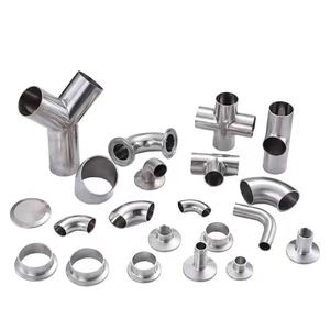 Fitting Pipa Saniter Stainless Steel SS 304 316 untuk Industri Susu, Sambungan Tri <span class=keywords><strong>Clamp</strong></span> Dilas, Adaptor Berulir/Ferrule/Kopling/Konektor/<span class=keywords><strong>Nipple</strong></span> - Product Image 1