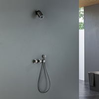 Ensemble de douche moderne et minimaliste avec mitigeur encastré artistique, pommeau de douche à LED et éclairage intégré pour projets
