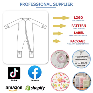 Venta al por mayor de ropa de bebé de fibra de bambú a granel personalizado niños 2 conjuntos traje recién nacido mameluco mono Toddles Sleeper Wear pijamas de Bambú - Product Image 2