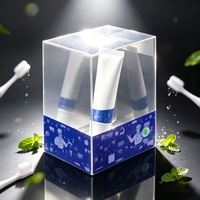 Boîte cadeau personnalisée pliable et recyclable en plastique PET transparent pour brosse à dents, dentifrice et ensembles de toilette