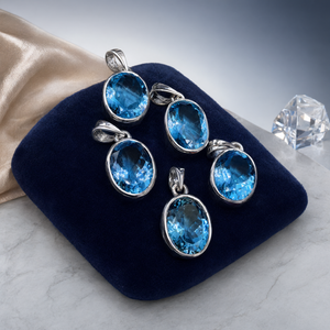 Colgantes de Topacio Azul en Plata 925: Una Sinfonía de Serenidad y Elegancia (UNA PIEZA SOLA) - Product Image 3