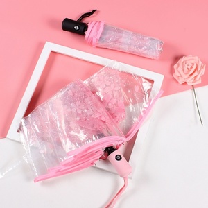 Stock Item New Style Transparent Sakura <b>Umbrella</b> pink Handle Automatic Compact clear Sakura <b>Umbrella</b> for Girl Female - Product Image 6