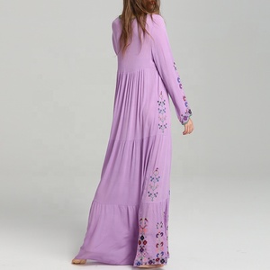 فستان نسائي طويل كاجوال بتصميم بوهيمي عتيق من MANNI – مناسب للشاطئ بتطريز زهري - Product Image 6