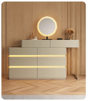 2026 Neuer Italienischer Moderner Eichenholz Minimalistischer Luxus Klappbarer Schminktisch Hochwertige Schlafzimmer Bettende-Kommode