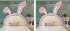 Cama Infantil Personalizable de 1.2-1.8 Metros, Diseño de Garra de Gato, Tema de Conejo de Dibujos Animados Contemporáneo, Ecológica, de Madera Contrachapada Multicapa - Product Image 3