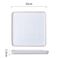Assiette carrée en céramique de luxe avec bord doré, vaisselle en porcelaine fine, 6/7/8/10 pouces, vente en gros pour usines de céramique