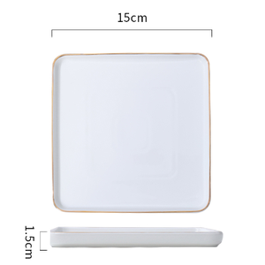 <span class=keywords><strong>Assiette</strong></span> carrée <span class=keywords><strong>en</strong></span> céramique de luxe avec bord doré, vaisselle <span class=keywords><strong>en</strong></span> porcelaine fine, 6/7/8/10 pouces, vente <span class=keywords><strong>en</strong></span> gros pour usines de céramique - Product Image 5