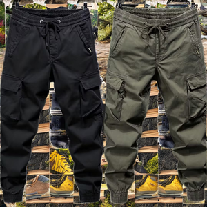 Pantalones <span class=keywords><strong>Cargo</strong></span> Casuales de Estilo Americano en Tendencia, Color Sólido, Tipo Jogger de Talle Medio con Cierre de Cremallera, Corte Recto Holgado, Tejido Ligero para Primavera - Product Image 3