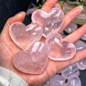 Wholesale High Quality Natural Pink Rose Quartz Obelisk Healing Crystal Heart Palm Stone