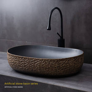 Lavabo ovale en céramique pour comptoir, artistique et créatif, style vintage, pour extérieur, salle de bain, hôtel, balcon, usage domestique - Product Image 4