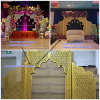 Arche en acier inoxydable doré de style islamique personnalisée pour la décoration de scène de mariage, mobilier de luxe pour événements et fêtes