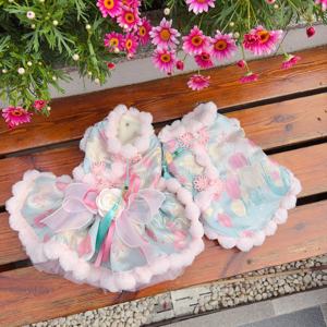 Tenue de <span class=keywords><strong>couple</strong></span> Cheongsam doublée polaire parfumée Tulipe pour animaux de compagnie mignons, style chinois <span class=keywords><strong>original</strong></span> avec motif petit ours en mousse, costume du Nouvel An - Product Image 2