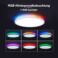 Plafonnier LED multifonction 24W ultra-fin rond blanc à gradation progressive 3000-6500K avec rétroéclairage RGB pour une ambiance lumineuse à la maison