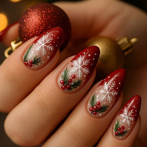 24 Uds. <span class=keywords><strong>Uñas</strong></span> postizas de <span class=keywords><strong>Navidad</strong></span> prensa de almendras cortas en la extensión de <span class=keywords><strong>uñas</strong></span> cubierta completa manicura copo de nieve árbol usable puntas de <span class=keywords><strong>uñas</strong></span> postizas - Product Image 1