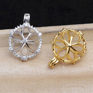 Accesorios de Joyería de Plata 925 para DIY, Cuentas sin Ojo, Colgante con Base Vacía 5840, Producto Semiterminado, Cuentas de 12-14mm, 3mm - Product Image 2