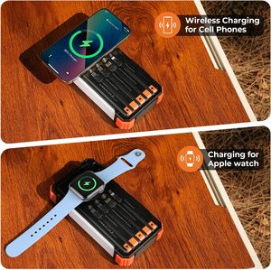 Banco de Energía <span class=keywords><strong>Solar</strong></span> <span class=keywords><strong>Blavor</strong></span> de 20000mAh con Cable Integrado, <span class=keywords><strong>Cargador</strong></span> Inalámbrico de 20W con Carga Rápida, Batería de Litio-Polímero, Entrada Tipo-C para iPhone - Product Image 4