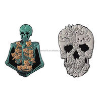 Vente chaude mignon chat squelette métal artisanat maçonnique broche dessin animé gothique Kitty broche