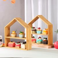 Table de buffet moderne en bambou étagère de décoration présentoir à 2 niveaux pour les fêtes, les mariages, les anniversaires et les cupcakes