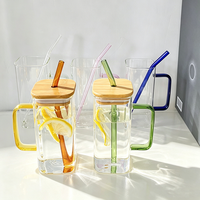 Tasses à café en verre modernes avec couvercle et paille, personnalisables avec logo, portables, réutilisables, sans danger pour les aliments, compatibles lave-vaisselle et micro-ondes