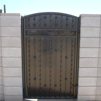Porte extérieure en fer forgé au design industriel simple et élégant pour les modèles de maisons, entrée à double battant en fer forgé