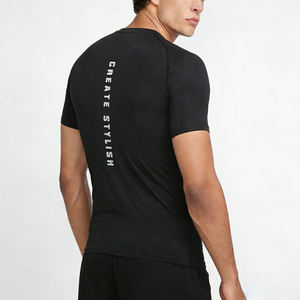 T-shirt de sport pour homme à séchage rapide avec logo personnalisé, haut de fitness ajusté pour l'entraînement en extérieur, la course à pied, la musculation, vêtements de sport en gros - Product Image 3