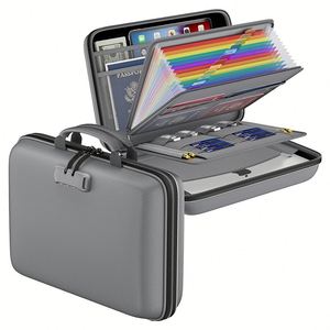 Boîte de rangement portable ignifuge pour dossiers, valise ignifuge avec serrure pour dossiers, passeports et certificats - Product Image 1