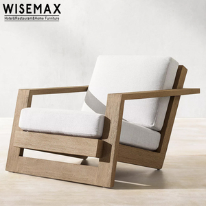 WISEMAX FURNITURE High Quality Outdoor Furniture Teak Wood Sofa <strong>Chair</strong> Garden Set Accent Leisure <strong>Chair</strong> <strong>with</strong> <strong>Footstool</strong> for Patio - Product Image 4
