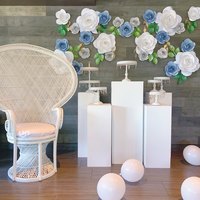 Ensemble de présentoirs carrés en PVC pour décoration de mariage avec logo personnalisé, supports floraux dorés/blancs/noirs, piédestaux