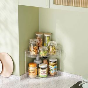 Organisateur de comptoir de salle de bain d'angle à 2 niveaux, organisateurs et rangements de comptoir de salle de bain en forme de losange, organisateur de maquillage d'angle - Product Image 5