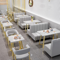 Canapé de restaurant personnalisable en gros avec table et chaises, idéal pour les restaurants et les espaces de restauration