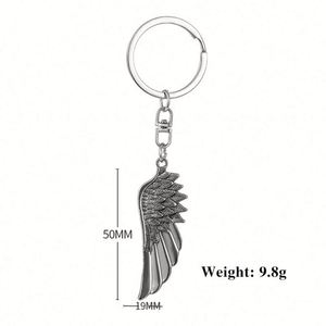 Porte-clés personnalisé rétro en alliage de zinc, style européen et américain, avec pendentif ailes d'ange à plume unique, accessoires de sac, vente en gros - Product Image 5