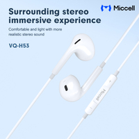 Écouteurs de jeu universels Miccell en gros, type C, filaires pour iPhone, écouteurs filaires pour smartphone et ordinateur portable