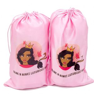 Pochette de rangement pour perruque en satin biodégradable de luxe avec logo personnalisé, fermeture à cordon – Réutilisable, durable, cadeau promotionnel pour les cheveux - Product Image 3