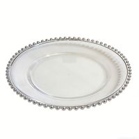 Assiette de présentation en plastique transparente blanche à bord perlé pour événements de mariage et fêtes