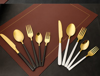 Ensemble de couverts 5 pièces en acier inoxydable 410 poli miroir avec manche coloré, nettoyage facile, style moderne et minimaliste, idéal pour la vaisselle métallique - Prix usine