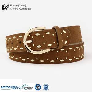 เข็มขัดลำลองสำหรับผู้หญิงปรับแต่งได้เข็มขัดหนัง PU พร้อมหัวเข็มขัดอัลลอยประดับพลอยเทียม - Product Image 3