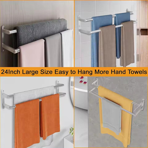 <span class=keywords><strong>Porte</strong></span>-serviettes mural double en acier inoxydable noir pour cuisine/salle de bain, support de barre <span class=keywords><strong>porte</strong></span>-serviettes - Product Image 6