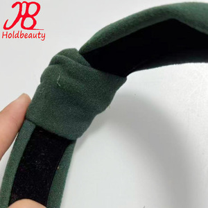 Modieuze retro-stijl geruite hoofdband met groene geknoopte hoofdband Groothandel eenvoudige stoffen hoofdband hoofddeksel - Product Image 4