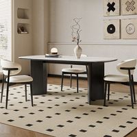 Table à manger et chaise en bois massif rétro français 2024 nouveau panneau de roche noir meubles crème style antique salon japonais