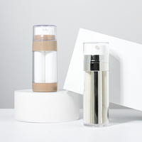 Flacon de sérum sans air de luxe à double tube 15ml+15ml, emballage cosmétique en plastique PET/ABS, pot pompe sans air 30ml pour crème contour des yeux