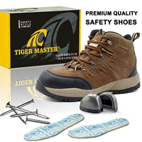 Bottes de travail pour hommes Tiger Master, chaussures de sécurité pour entrepôt, embout en acier, résistantes aux perforations, en daim marron, semelle en caoutchouc antidérapante