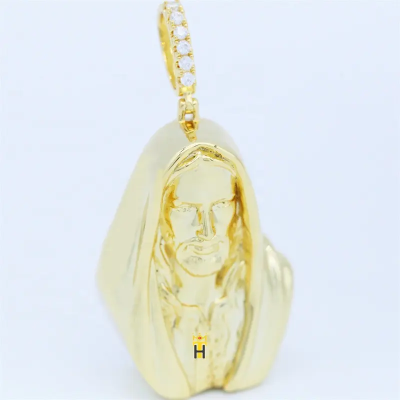 Moda altın kaplama kişiselleştirilmiş düz İsa kolye kolye hip hop takılar altın kolye